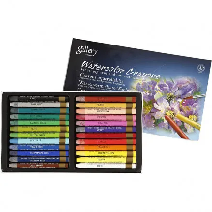 Gallery Aquarell, sortierte Farben, L: 9,3 cm, 24 Stk./1 Pkg.