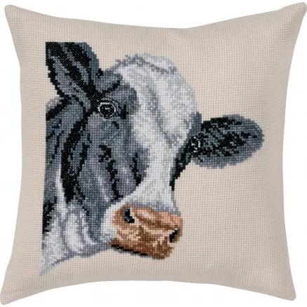 Permin Stickset Aida Kissen Bunte Kuh 40x40cm