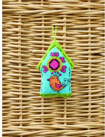 Permin Stickset Vogelhaus blau 7x9cm