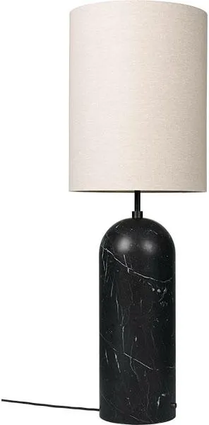 GUBI Gravity Stehlampe Schwarzer Marmor und Leinen Schirm XL Hoch