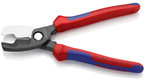 Knipex Kabelschere mit Doppelschnitt, brüniert, mit Mehrkomponenten-Griff 200 mm