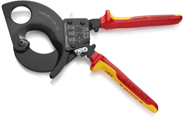 Knipex Kabelschere (Rastsystem) schwarz lackiert, VDE-geprüft 280 mm
