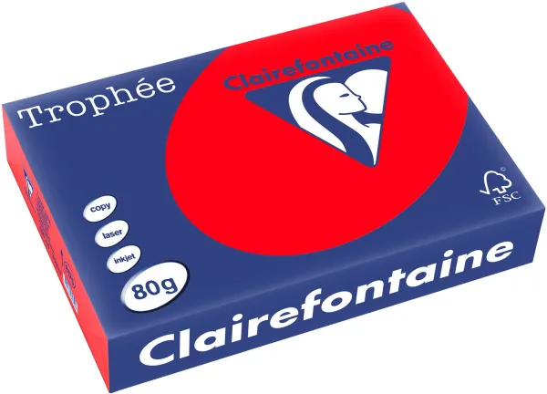 Q-connect Trophee Kopierpapier A4 80g kräftig rot 500 Blatt