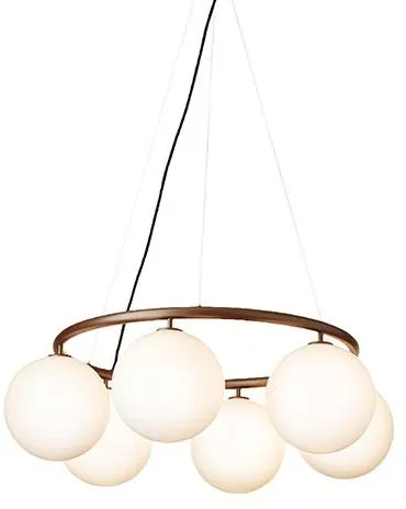 Nuura Miira 6 Kreisförmiger Kronleuchter Dunkelbronze/Opalweiß