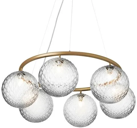 Nuura Miira 6 Circular Kronleuchter Messing/Optisch Klar