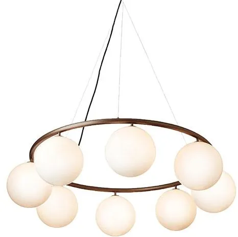 Nuura Miira 8 Kreisförmiger Kronleuchter Dunkelbronze/Opalweiß