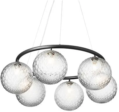 Nuura Miira 6 Circular Kronleuchter Felsgrau/Optisch Klar