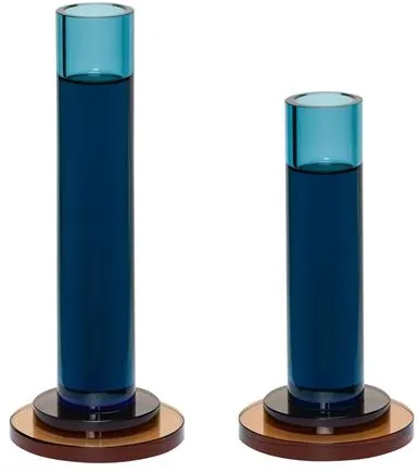 Hübsch Comet Kerzenhalter Set aus 2 Blau