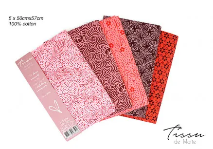 Tissu de Marie Fat Quarter Rose 50x57cm - 5 Stk