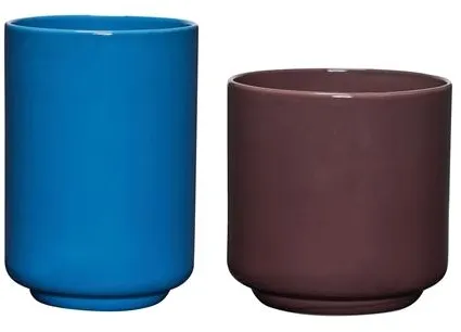 Hübsch Deux Blumentopf-Set 2 Stk. Rotbraun/Blau