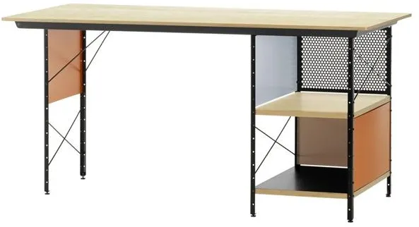 Vitra Eames EDU Schreibtisch Schwarz/Orange/Blau/Birke