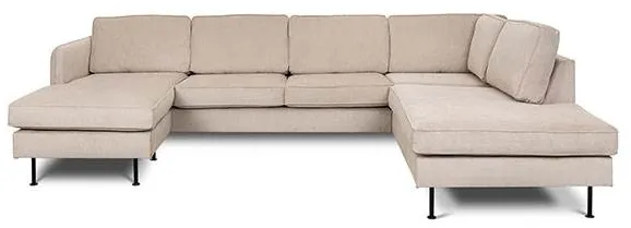 Læsø Sofa mit Chaiselong und Open-End - 288 x 210 cm - beiger Samt - Linksausführung